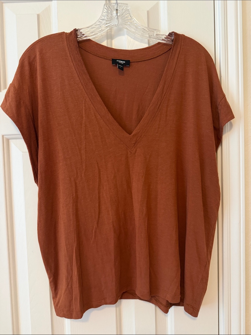 Express Rust V-Neck Muscle Tee